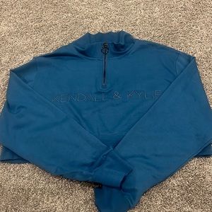 Kendall + Kylie Blue Cropped Pullover Top
